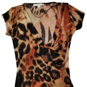 Boston Proper Ladies Short Sleeve Leopard Print S